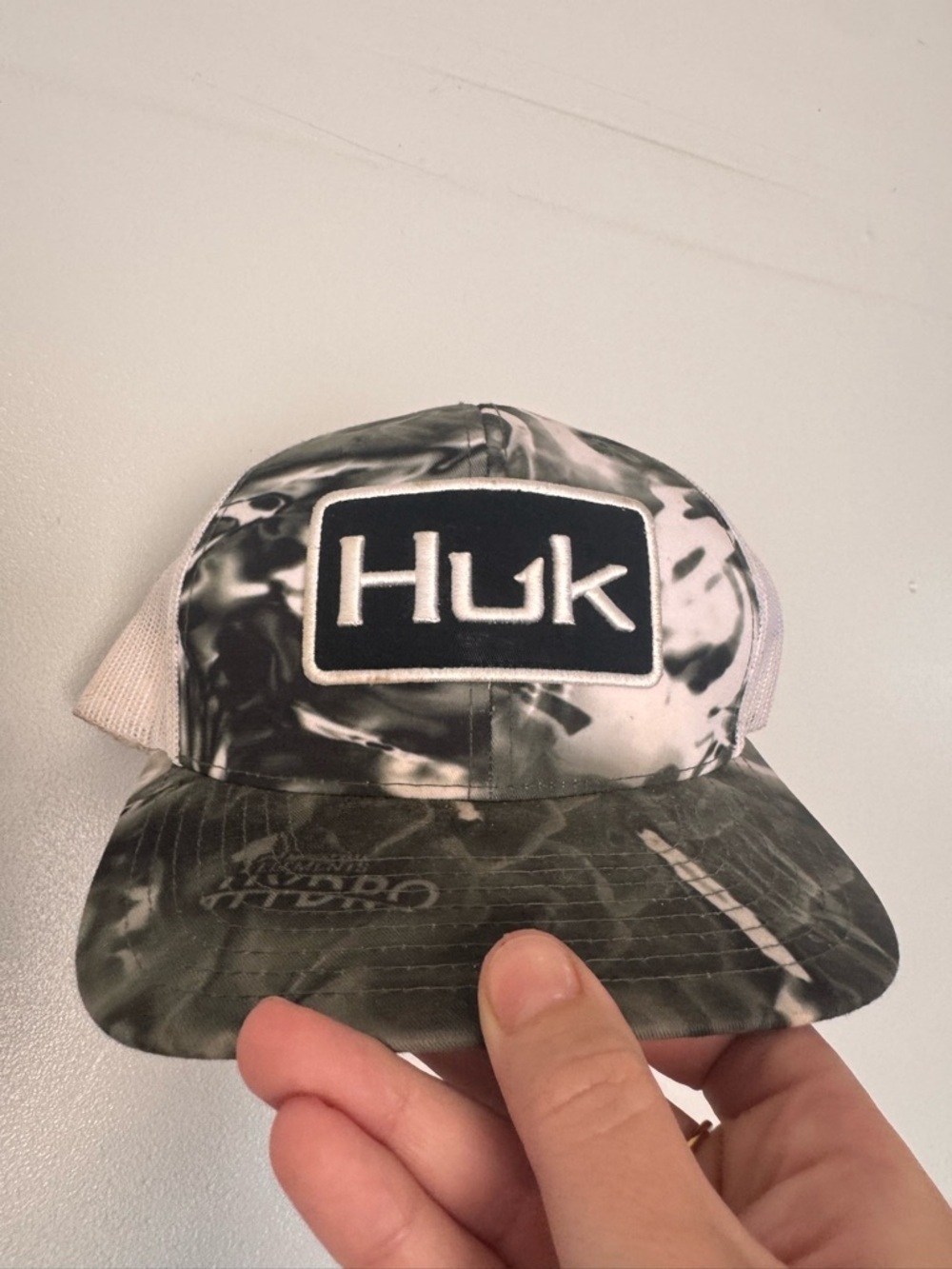 Huk Black and White Camouflage Trucker Hat